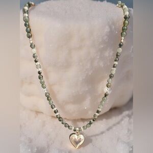 🆕 Handmade Green Tourmaline Rutilated Quartz Necklace & Earrings | 925 Hearts